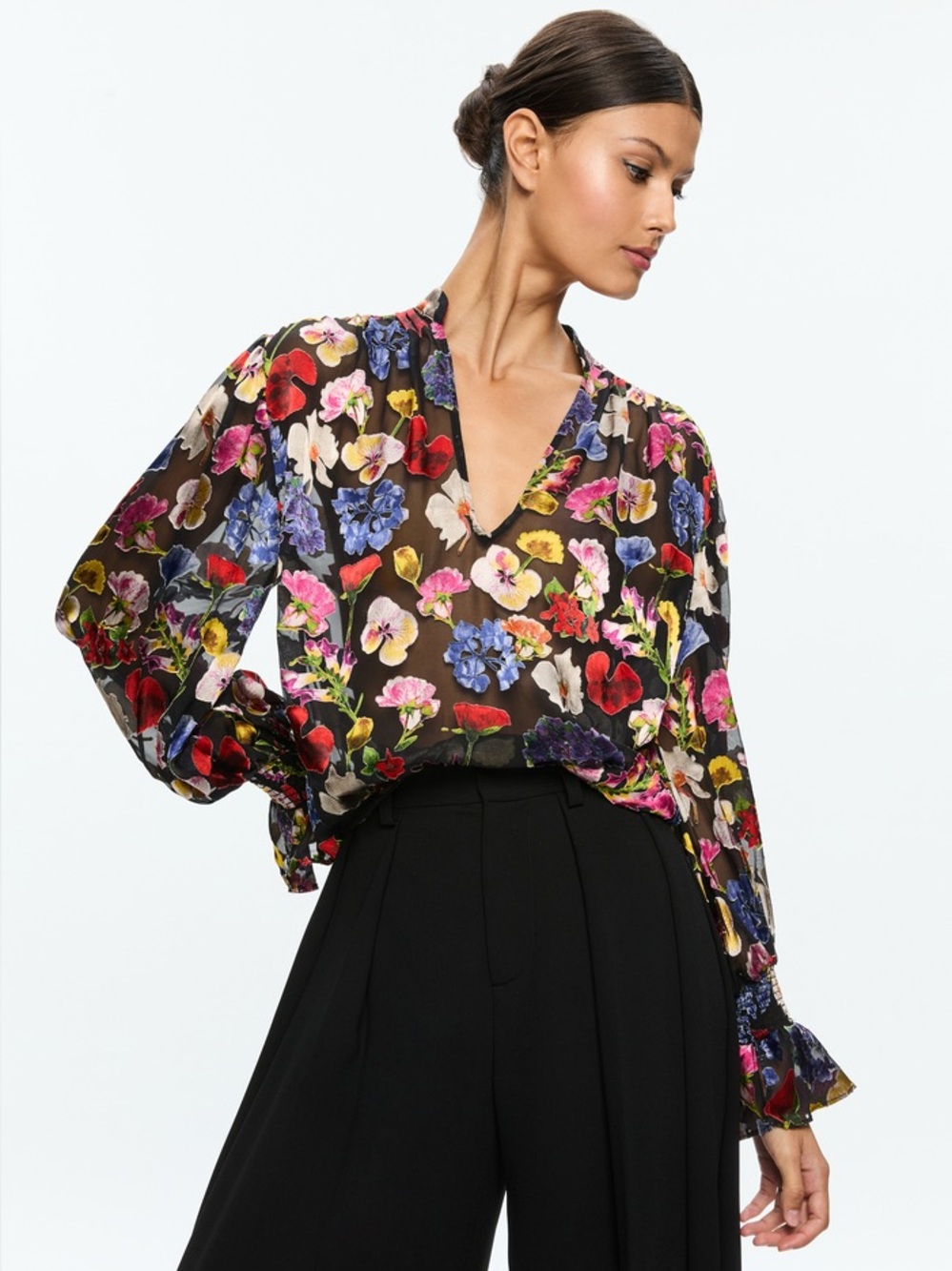 Alice and Olivia Onica Floral Print Blouse